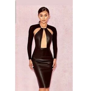 Never worn House of CB vegan leather midi dress
